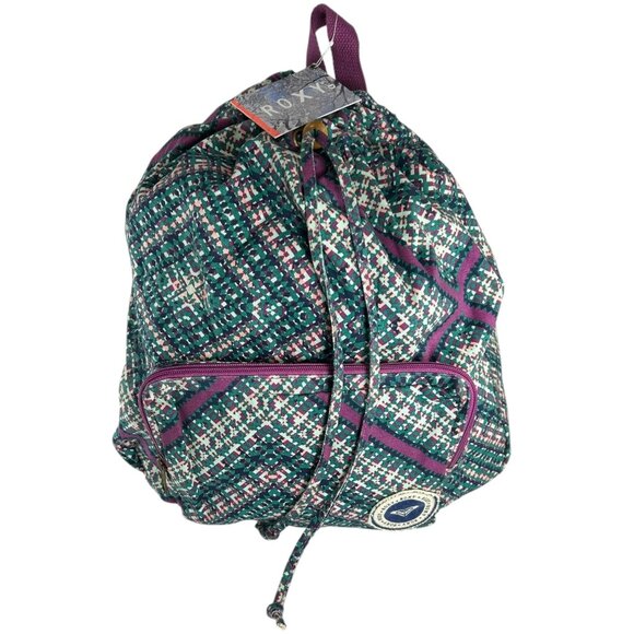 ROXY Backpack Multicolor Diamond Geometric Print Cinch Dual Strap Cotton Blend - Picture 5 of 14
